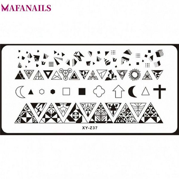 

1pcs 12*6cm rectangle nail stamping template plate 20 various geometry patterns diy nail designs manicure stamp plate xyz(19-38, White