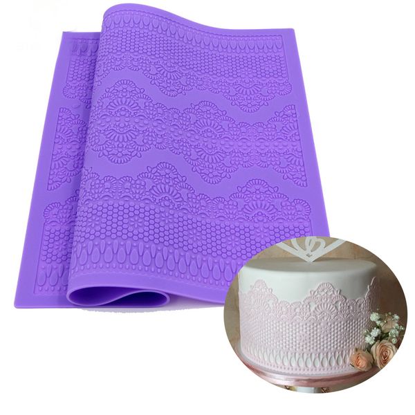 

39*29 big silicone mat lace cake fondant flower pattern sugar lace mould wedding cake decorating mold baking
