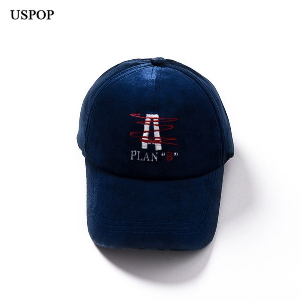 

uspop 2018 winter embroidery letter baseball cap women men pleuche baseball caps warm casual velvet visor caps, Blue;gray