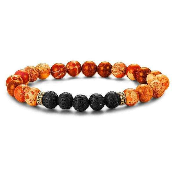 

8mm natural emperor stone lava stone elastic beaded bracelet 7 chakra healing energy stretch eessential oil diffuser bracelets, Black