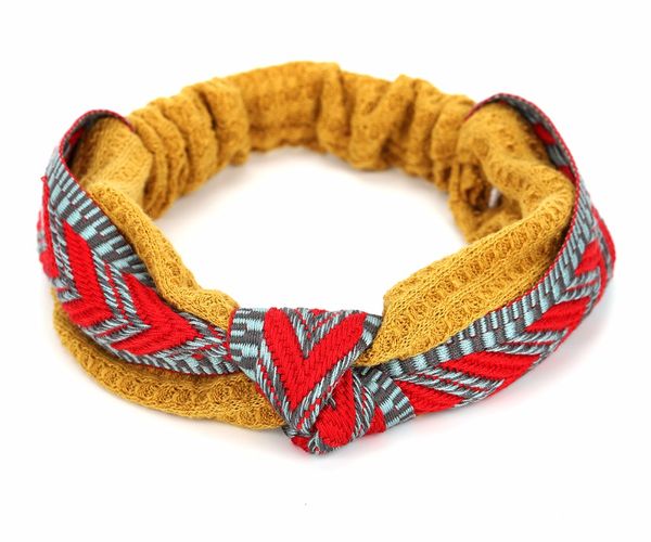 

vekno headwear girls chic knitting twisted knotted turban women ethnic headband sport spa hairbands accessories, Golden;white