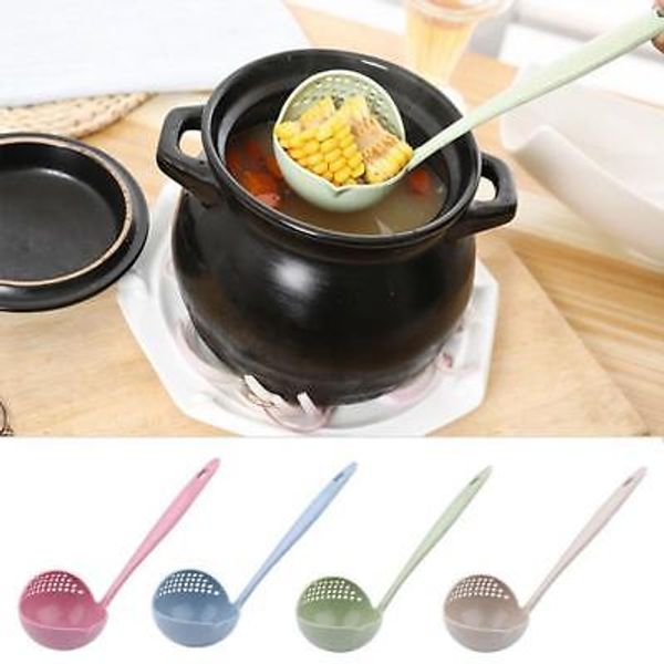 

4color 2 in 1 long handled oup poon tableware cooking kitchen gadget tool colander cooking trainer pla tic ladle poon gga943 400pc