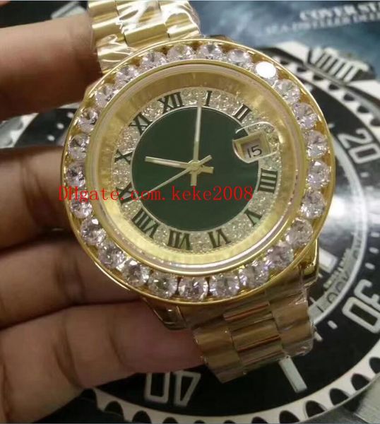 

8 color luxury watch 44mm datejust president big diamond bezel 18k yellow gold asia 2813 movement automatic mens watches, Slivery;brown