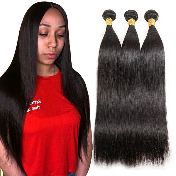 Cheap Straight Weave Hair Bundles 3 Packsnatural Black Unprocessed