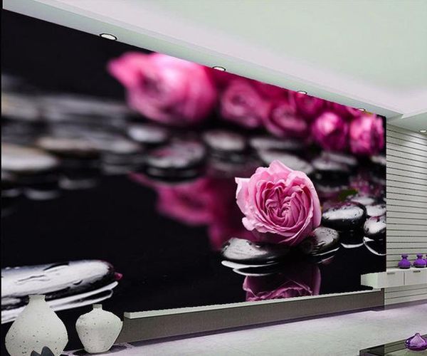 Пользовательские 3d фотообои оригинальные красивые романтические розовые розы ТВ фон настенные обои настенная живопись для гостиной