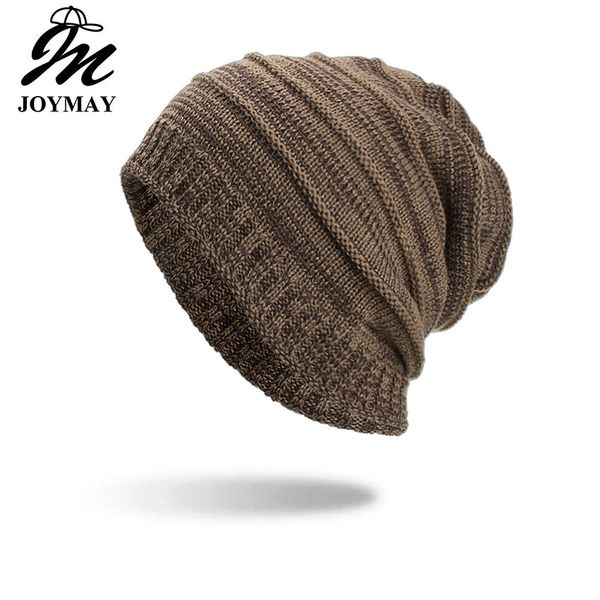 

joymay 2018 two way wearing winter beanies hat for men disorderly color plain warm soft skull knitting cap wholesale wm085, Blue;gray