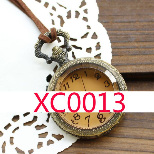

xc0013 customer making pu brown leather pocket watch, Slivery;golden