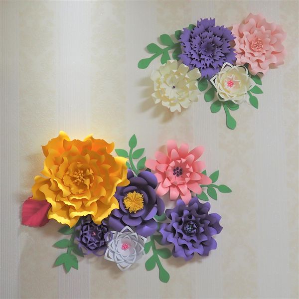 Acheter 2018 Diy Géant Papier Fleurs Feuilles De Mariage événement Toile De Fond Mur Décorations Bébé Pépinière Vidéo Tutoriels Mélanger Tailles De