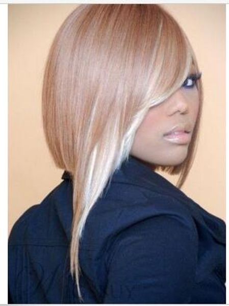 

fashion stylish straight mixed color synthetic hair wig, Black;brown