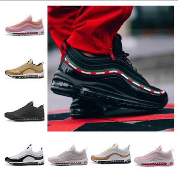 

2018 97 OG Tripel White Metallic Gold Silver Bullet WHITE 3M Premium Running Shoes Men Women Sport Shoes Sneakers With Box