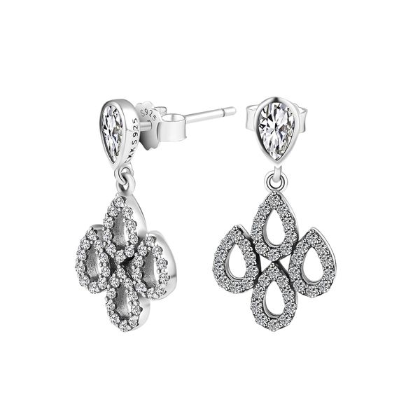

enchanted teardrop earring with clear cz 100% 925 sterling-silver-jewelry free shipping, Golden;silver