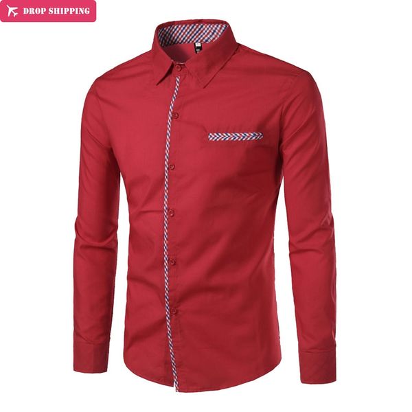 

brand 2018 fashion male shirt long-sleeves striped cloth is decorated with false pocket mens dress shirts slim men shirt, White;black