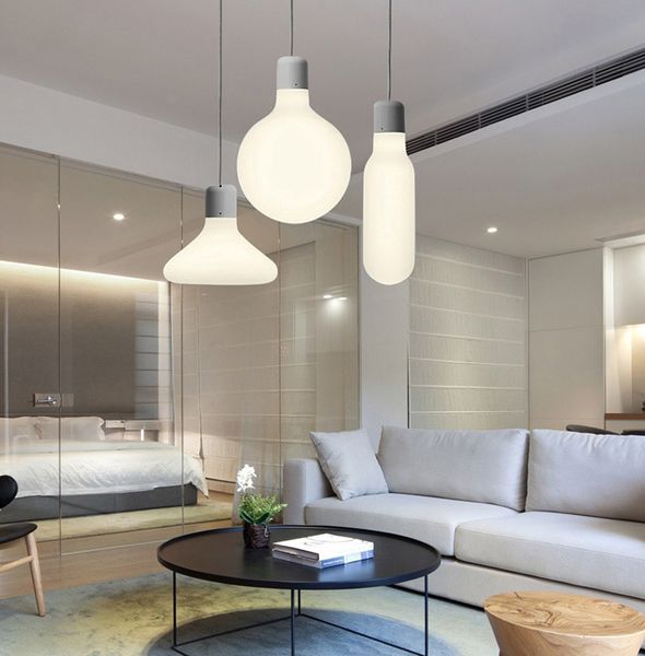 

modern milky glass bottle pendant light simple glass magic bottle chandelier