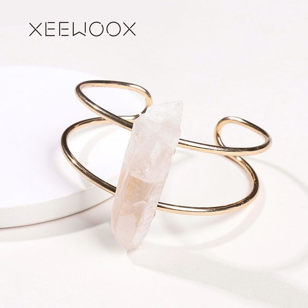 

natural stone crystal column bracelet for women couple bead bracelet man boho exaggeration open friendship charm gift, Black