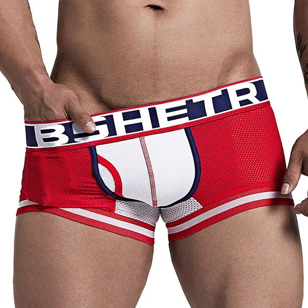 

bshetr brand underwear boxer men breathable mesh men's boxers male underpants gay calzoncillos hombre new hombres boxeador, Black;white
