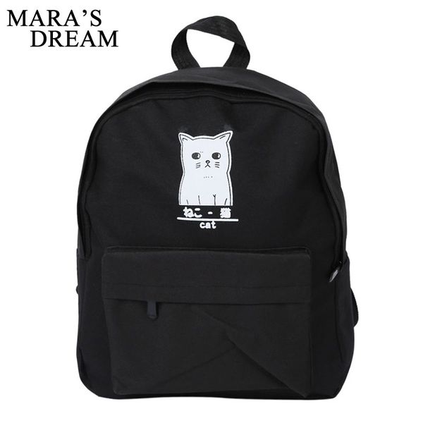 

mara's dream women backpack cat print canvas school bags for teenager girls preppy style rucksack cut bag feminina