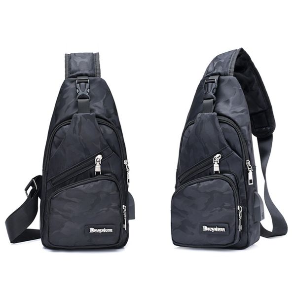

fggs dingxinyizu casual camouflage crossbody chest sling bag travel backpack with usb charger port for men