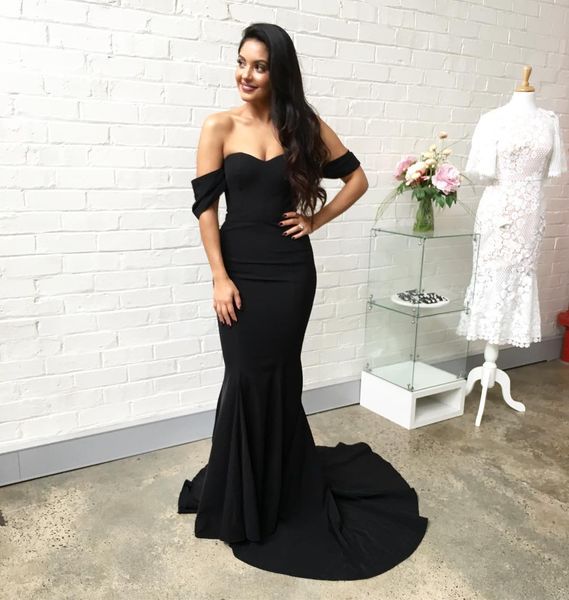 

2019 new fashion black off shoulder mermaid prom dresses long floor length formal dresses evening gowns dresses vestido de novia