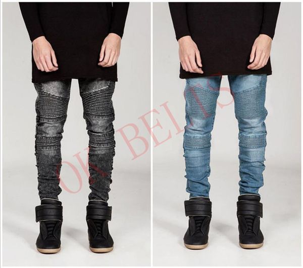 

2018 brand mens trousers runway slim racer biker jeans fashion hiphop skinny jeans for men's scratched pants tx-02, Blue