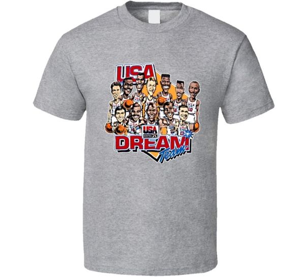 

США Dream Team Ретро Карикатура Баскетбол Футболка