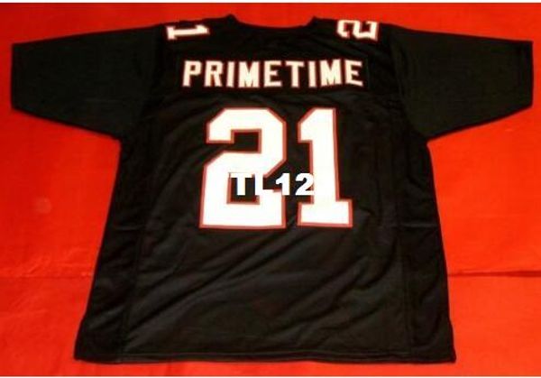 

men custom #21 deion sanders college jersey size s-4xl or custom any name or number jersey, Black;red