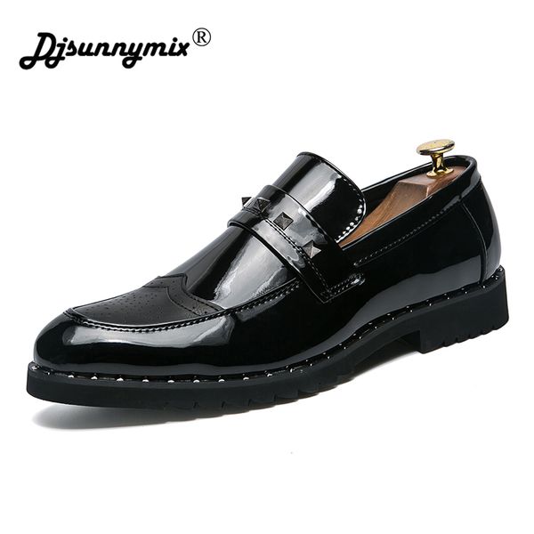 

djsunnymix fashion men leather shoes handmade men's dress brogue shoe classic loafers footwear business party office wedding, Black