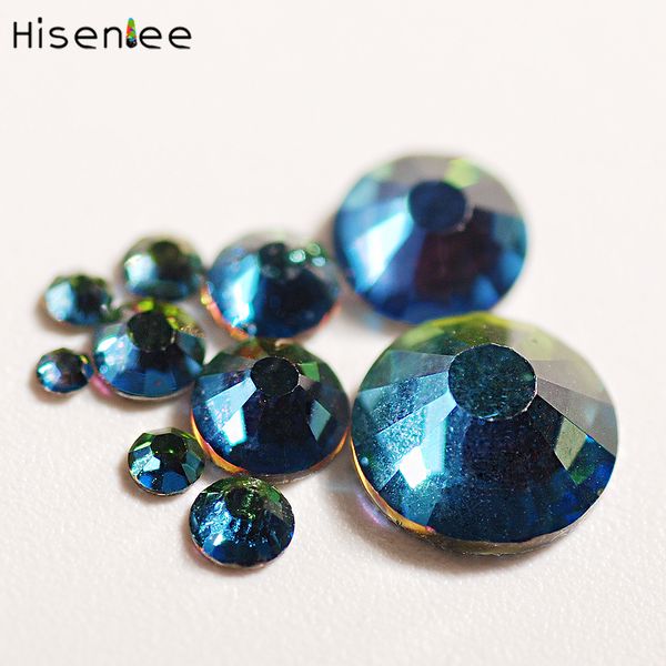 

new full size charm round flat glass design green flame style rhinestone diy nail / mobile phone shell decoration, Silver;gold