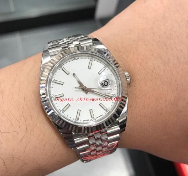 

luxury men's fashion wristwatches m126334 white dial 41mm asia eta movement stainless steel automatic mens watch watches, Slivery;brown