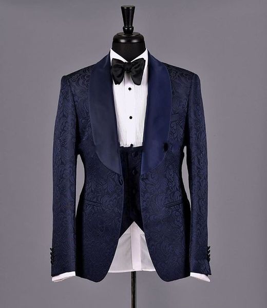 

new arrival groomsmen shawl lapel groom tuxedos navy blue men suits wedding/prom man blazer ( jacket+pants+vest+bow tie ) m105, Black;gray