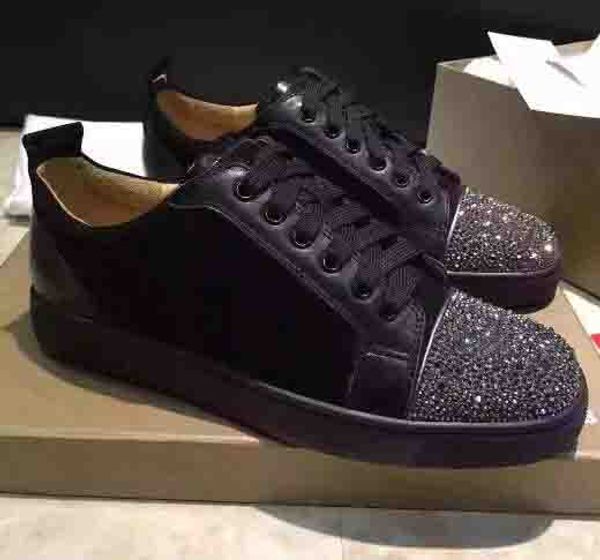 

Мужчины Женщины горный хрусталь высокий топ обувь известный дизайнер бренд Красный Нижний кроссовки мужская красная подошва Обувь с коробкой и мешок для пыли