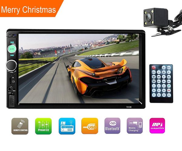 

Double Din Stereo, 7-дюймовый автомобильный стерео с сенсорным экраном, встроенным в Bluetooth, с камерой заднего вида / FM-тюнером, HD-радио, подходящее для напряжения 12 В (без DVD GPS Navi