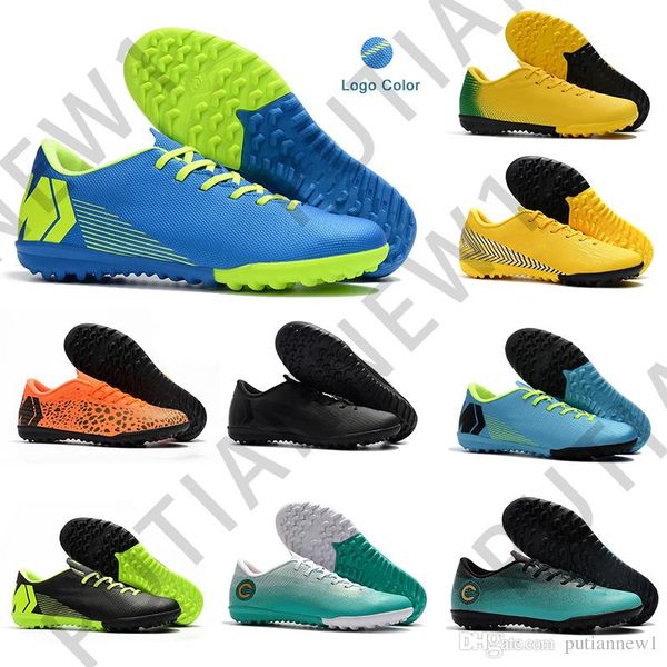

2018 Mens Mercurial Superfly VAPORX 12CLUB TF Football Boots New Indoor Soccer Cleats Low Ankle CR7 Mercurial SuperflyX VI Soccer Shoes