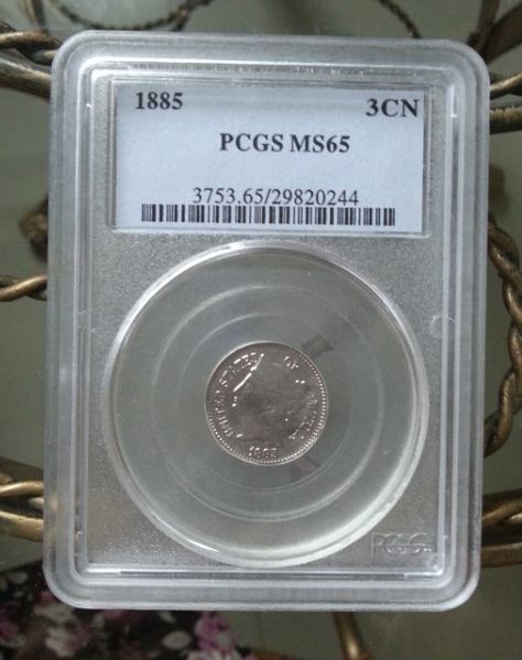 

Оптовые продажи горячих PCGS 1885 MS65 три цента никель монета / бесплатная доставка