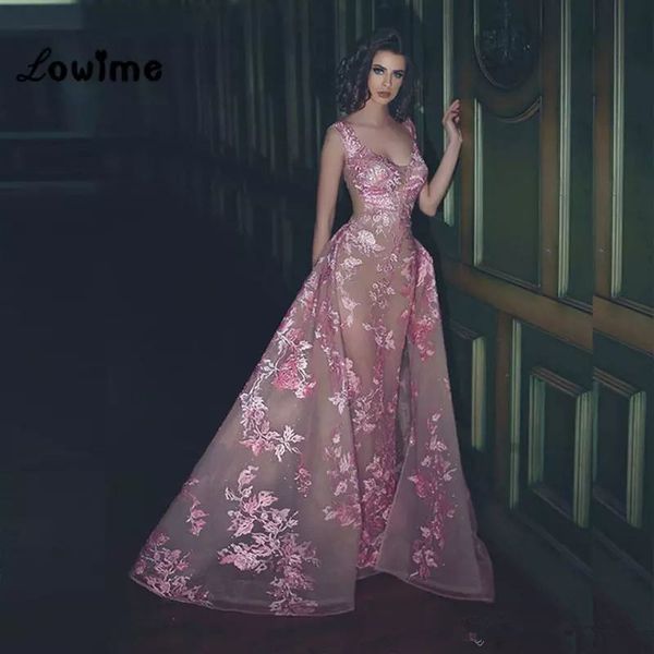 

сексуальная розовая русалка пром платья с overskirts спагетти шеи аппликации арабские дубай вечерние платья длиной до пола вечернее платье, Black