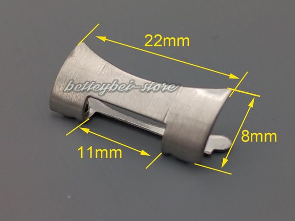 

22mm new stainless steel silver watch band bracelets whole brushed curved end parts 2pcs for strap, Black;brown