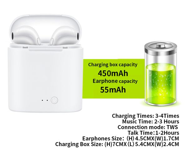 

i7 tws twins mini bluetooth earbuds wireless invisible headphones headset with mic stereo v4.1 earphone for iphone android with package