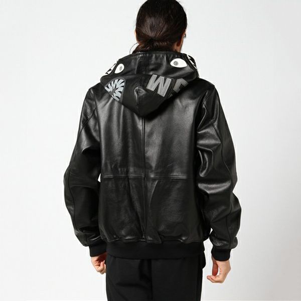 

18ss акула голова кожаная куртка мода Мужчины Женщины молния с капюшоном пальто куртки хип-хоп повседневная улица путешествия верхняя одежда куртка топ HFYMJK038