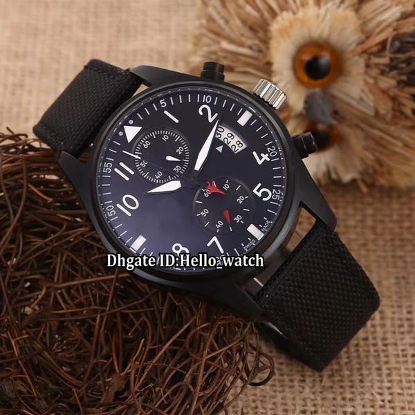 

Limited Edition Новый Big Pilot PVD Черный Корпус Дата IW388001 Черный Циферблат Автоматические Мужские Часы Нейлоновый Кожаный Ремешок Высокого Качества Мужские Часы