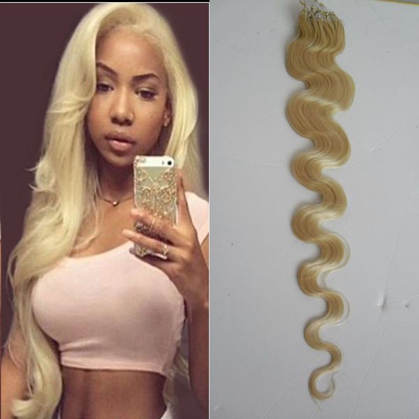 613 Candeggina bionda brasiliana capelli dell'onda del corpo micro anello estensioni dei capelli 100s Micro Link estensioni dei capelli umani 100g Micro Bead Extensions