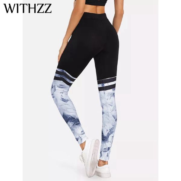 

withzz printed women's leggings women leggins elbows for fitness legins push up workout jeggings tayt sportlegging, Black