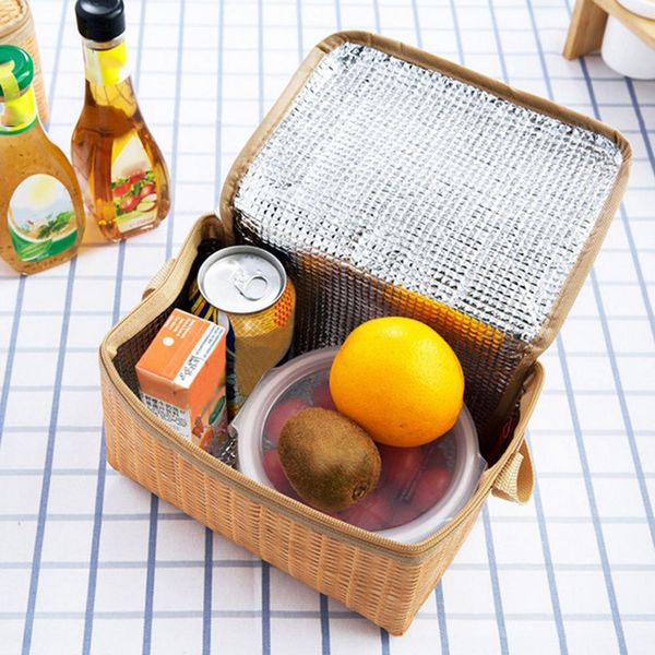 

outdoor camping picnic bag wicker picnic basket case thermal lunch storage box