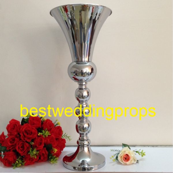 H63cm) prata / ouro / branco / preto chapeado trompete mental vasos para mesa de casamento peça central best0210
