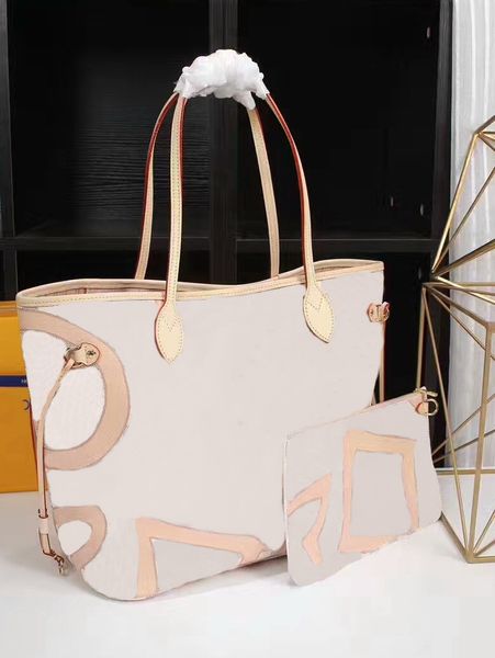 

pink printing 40157 Fashion Genuine Leather women handbag 32CM Composite bag cx#65 lady Totes 2 SET Shoulder Bags N41050 have dust bag