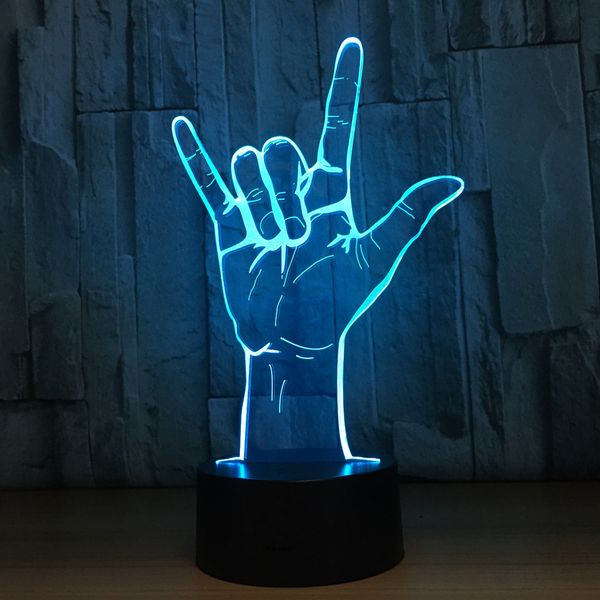 

3D лампы Rock Жест LED Night Lights Охладить Рождество подарка новизны 5V USB сенсорный светил