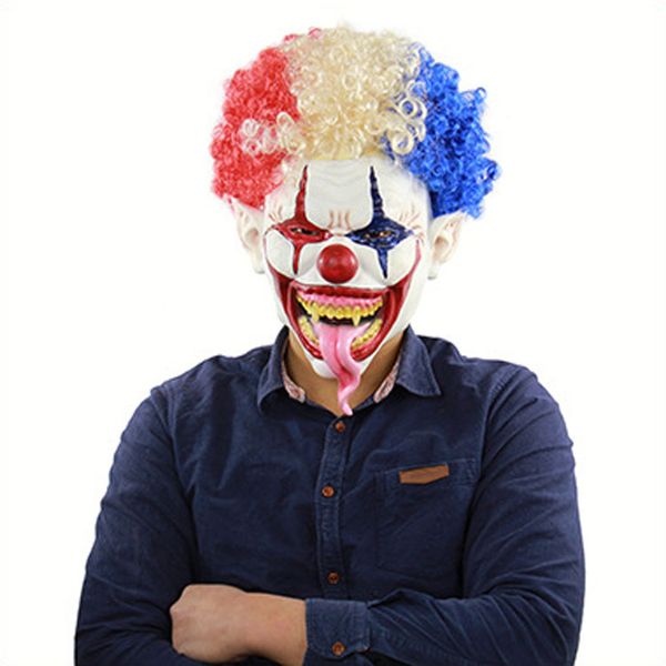 Cadılar Bayramı Maskesi Saç Palyaço Tam Yüz Lateks Terror Crown Maskeleri Korku Maskesi Cadılar Bayramı Cosplay Party Gece Kulübü