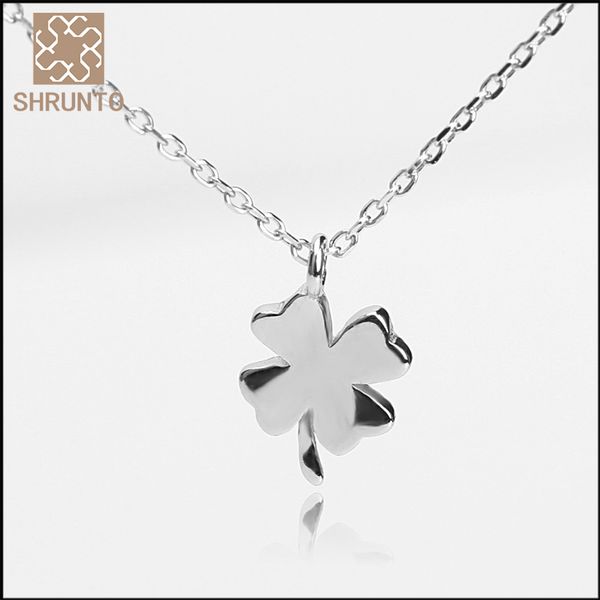 

whole salefashion 925 sterling silver sweet style 4 leaf clover pendant necklace white gold plating jewelry gift for women