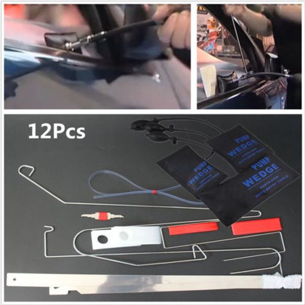 Car 12Pcs Door Unlock Key Lock Out Emergency Opening Unlock Tool Kit W//Air Wedge