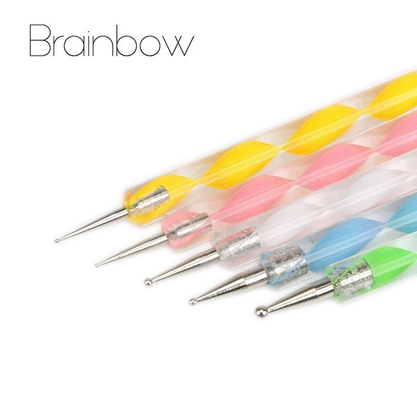 

brainbow 5pcs 2-way nail art dotting pens nail polish pen drill point pen aluminum marbleizing painting dot diy art tools, Silver