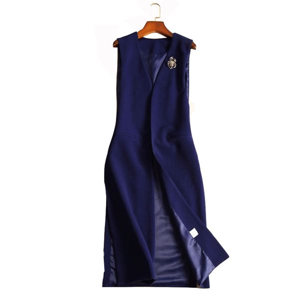 

2018 autumn winter office women jacket high-end sleeveless coat female long vests with belt waistcoat jaqueta feminina y030345, Black;white