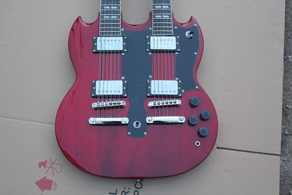 

высокое качество custom shop led zeppeli страница 1275 двойной шеи красный корпус 6/12 струны электрогитары бесплатная доставка